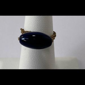 Handmade Glass Bead Ring Antique Brass Tone Wire